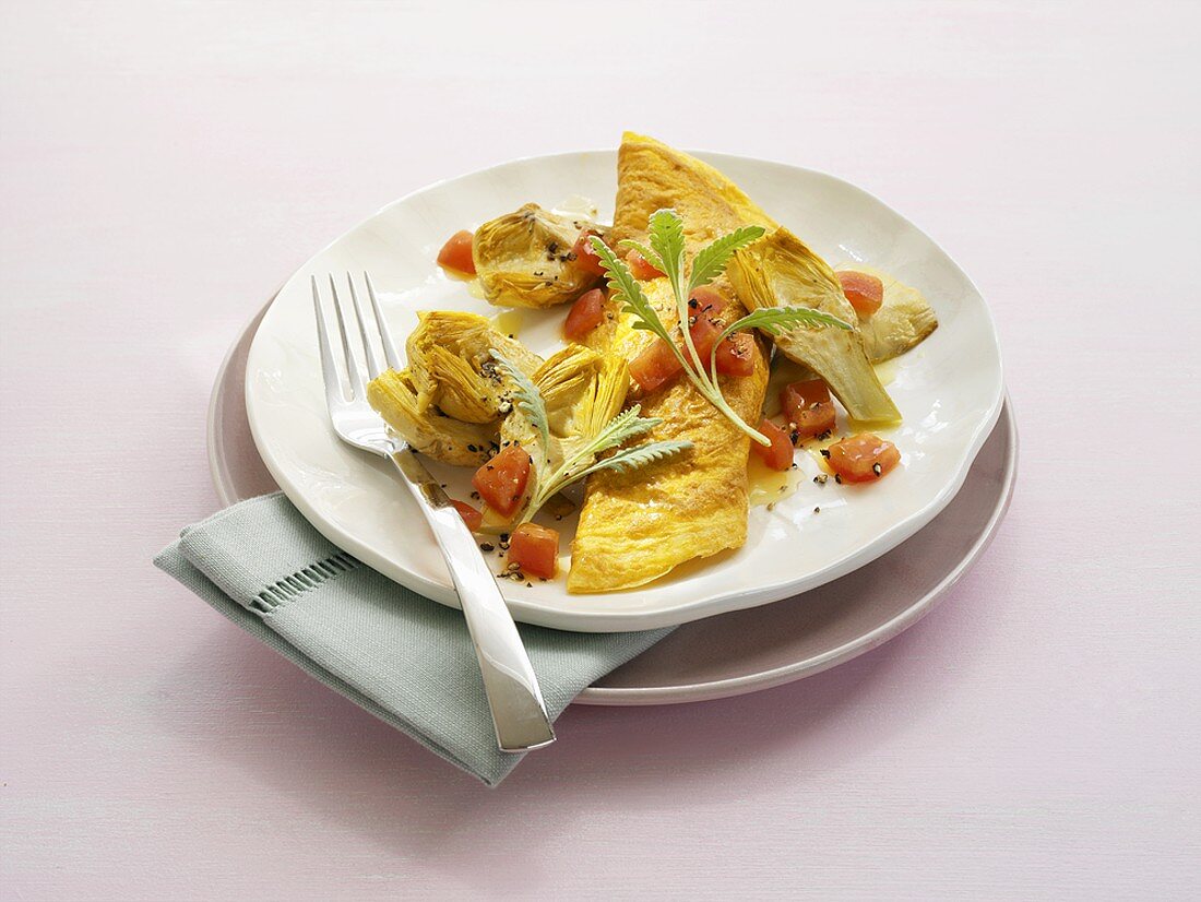 Omelette with artichokes