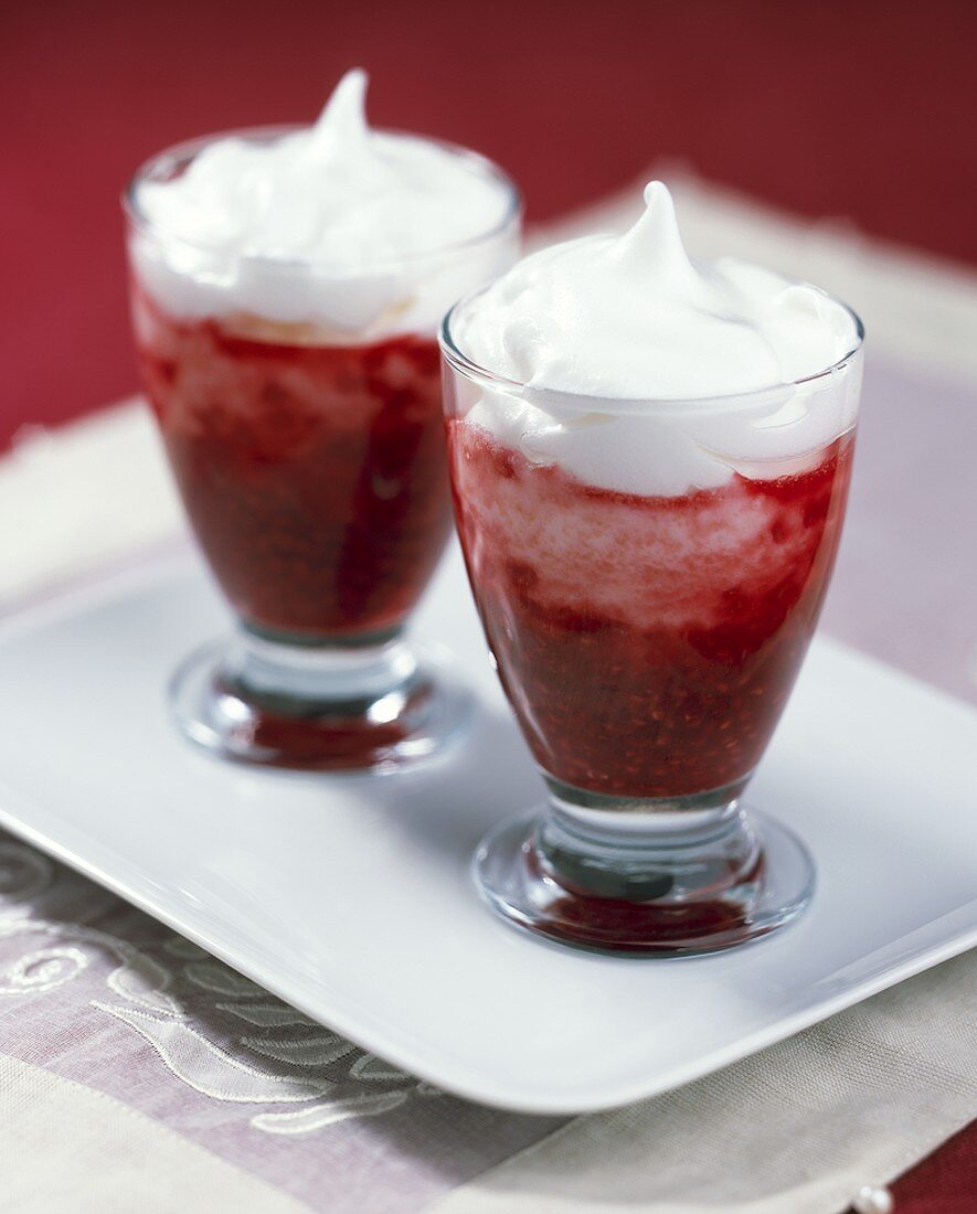 Raspberry cream with whipped cream