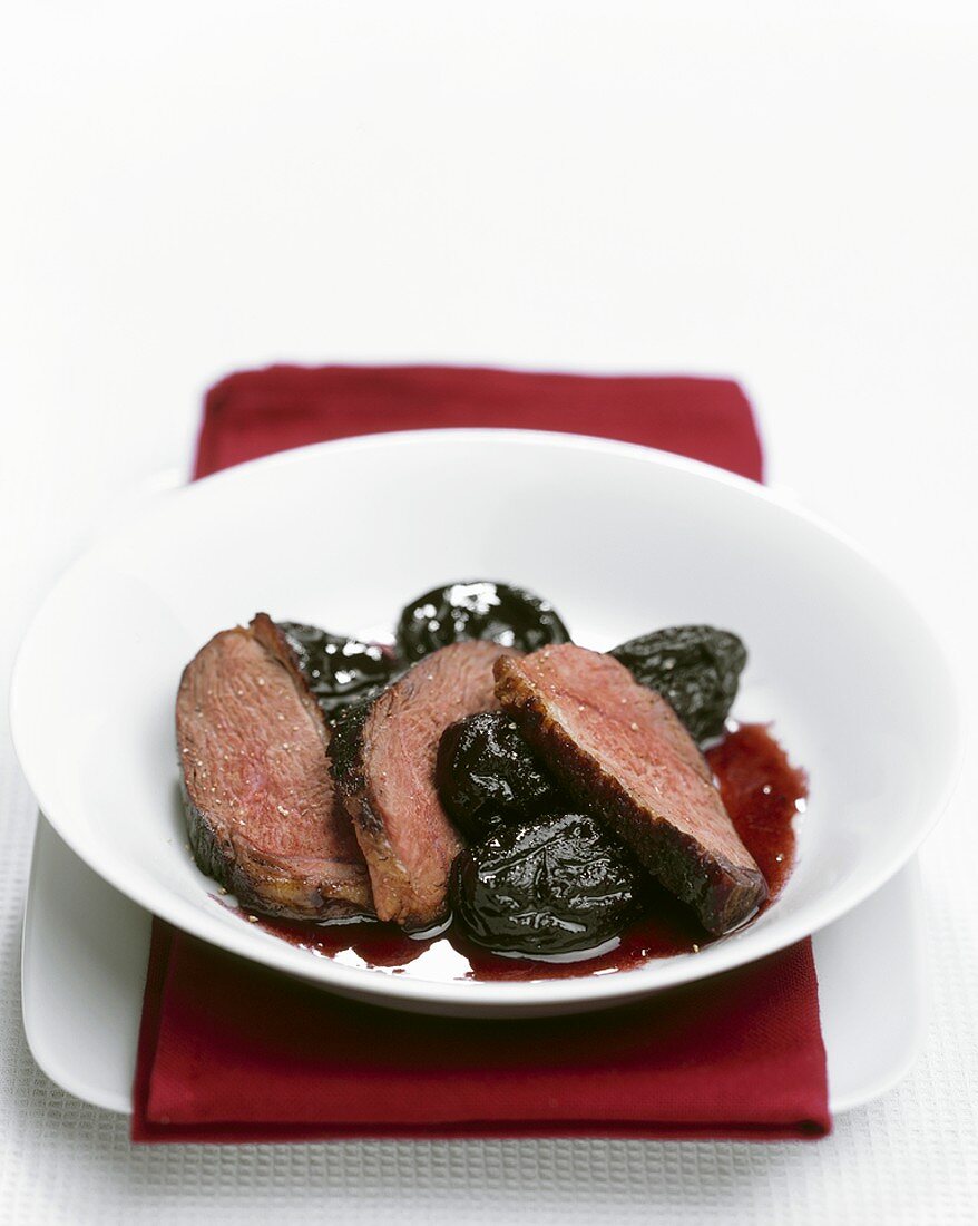 Duck breast with prunes