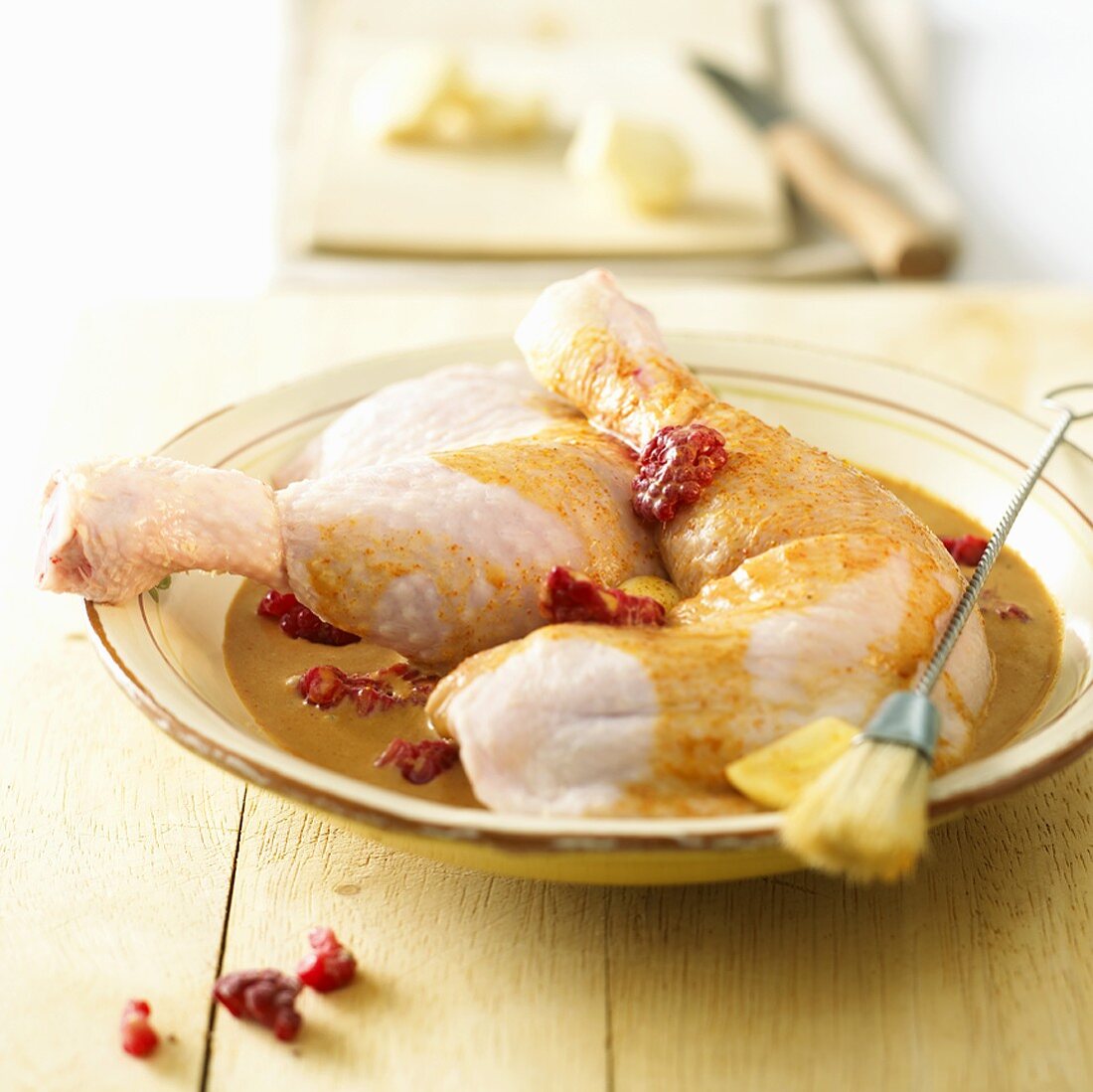 Chicken legs in fruity marinade