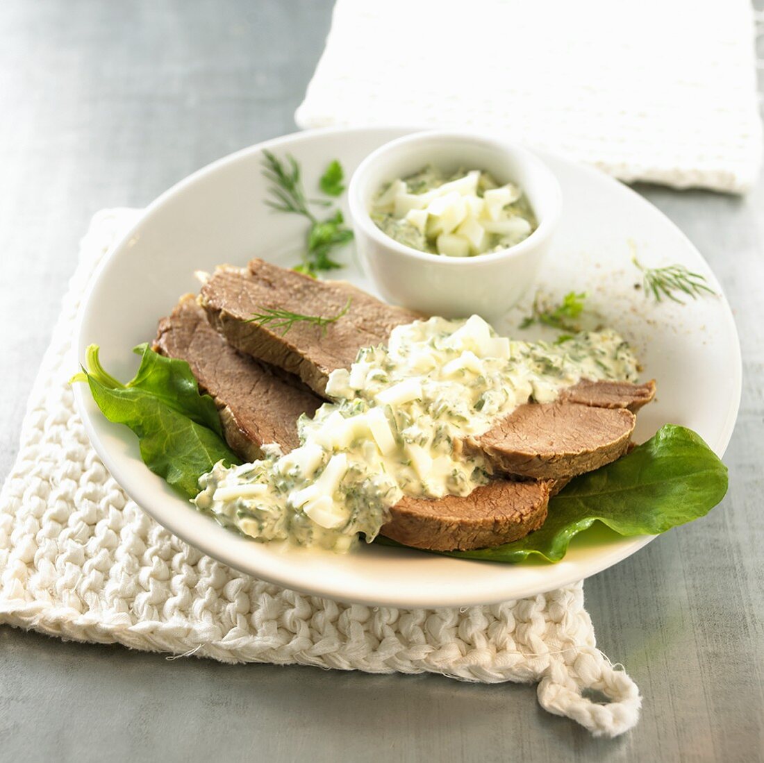 Ox breast with dill sauce