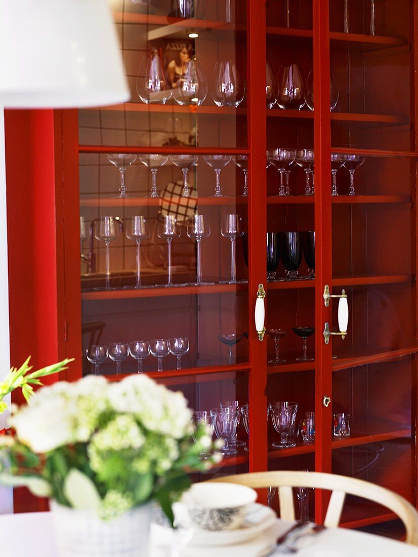 Red glass cabinet