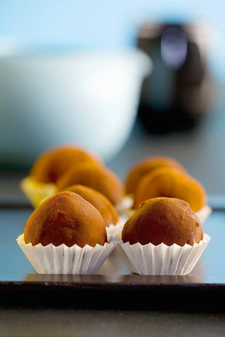 Chocolate truffles in small paper cases