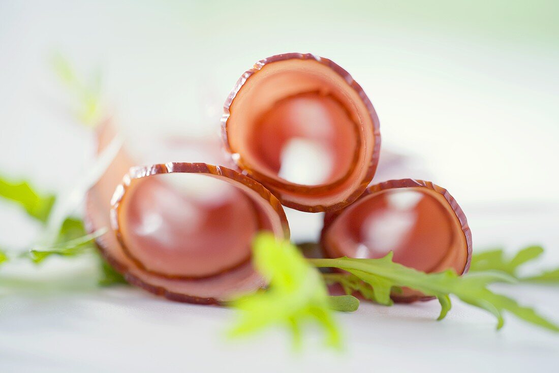 Rolled slices of smoked ham