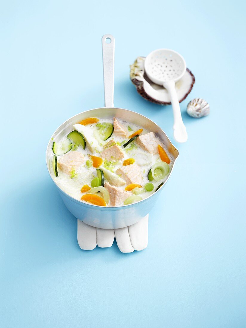 Fish soup with mixed vegetables