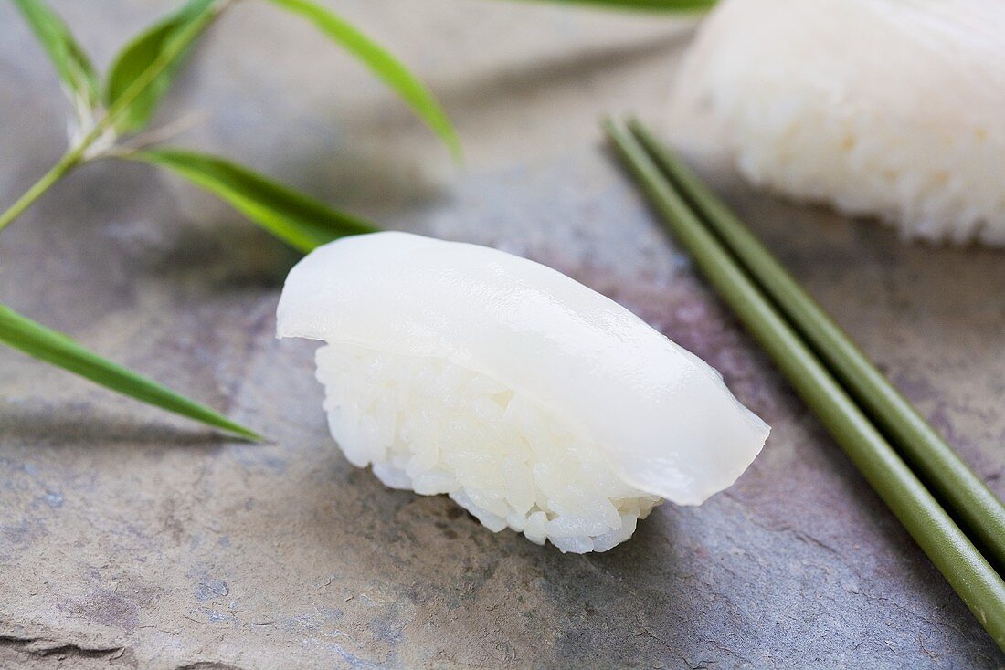 Nigiri sushi with 'ika' (squid), Japan