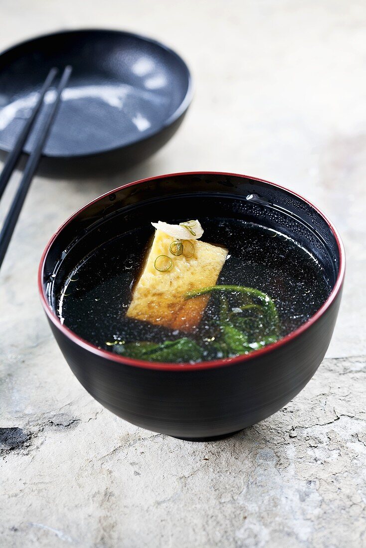 Miso soup with omlette