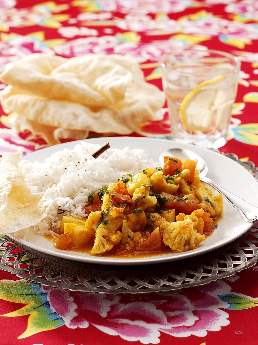 Blumenkohl-Curry mit Reis