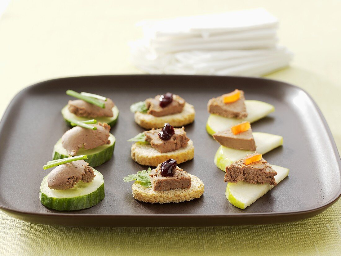 Appetisers with chicken liver pâté