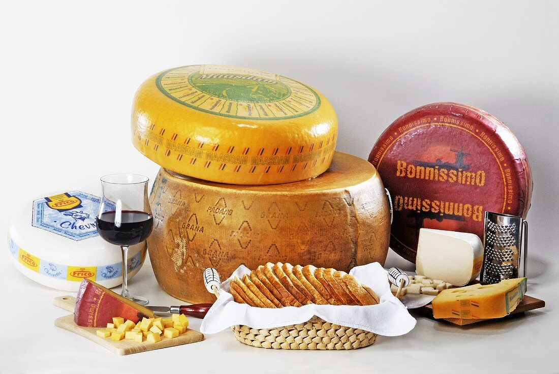 A selection of cheeses from Holland and Italy