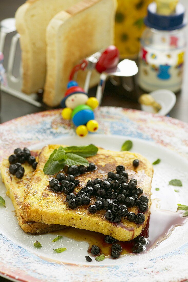 French toast with blueberry syrup