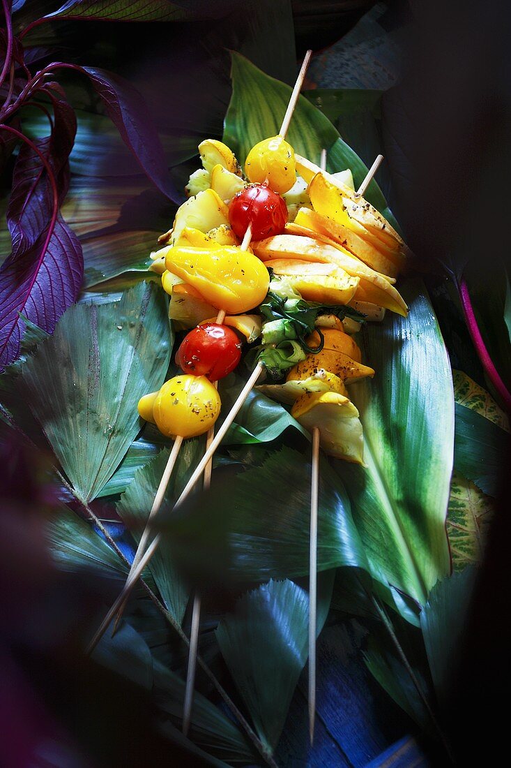 Exotic vegetable skewers