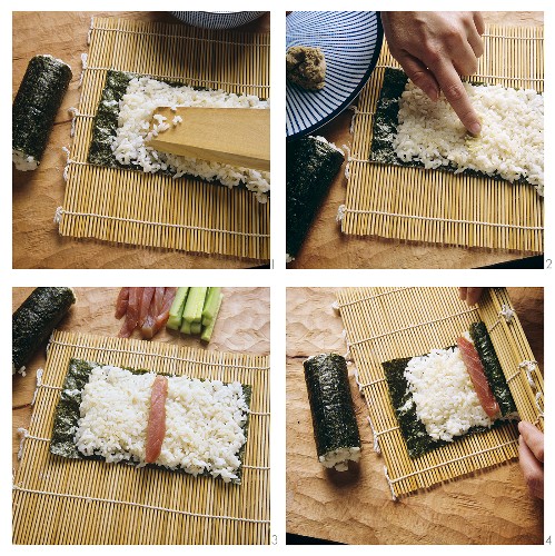 Making rolled sushi