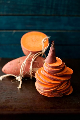 Sliced Stacked Sweet Potatoes