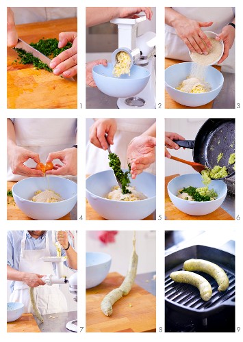 Vegetarische Würstchen aus Zucchini und Fenchel herstellen