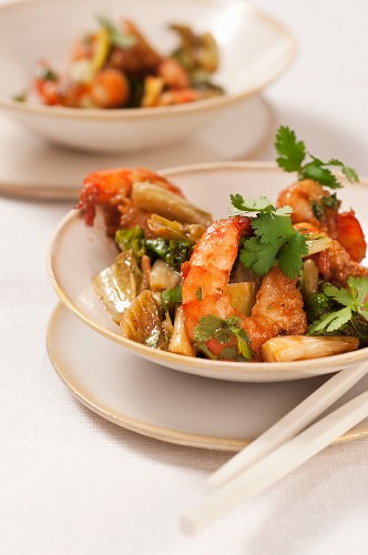 Glazed prawns with coriander (Asia)