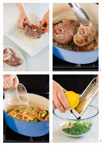 Ossobuco with gremolata being made