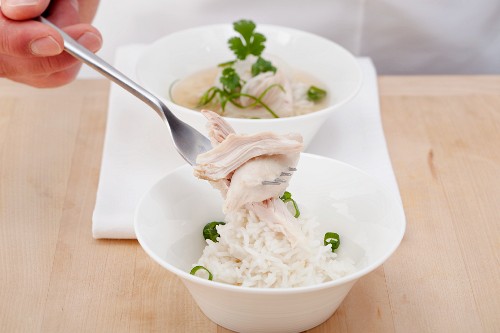 Vietname chicken soup (Pho Ga) being served
