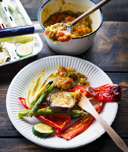 Grilled vegetables with tomato confit