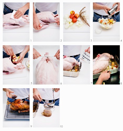 Stuffed goose being made