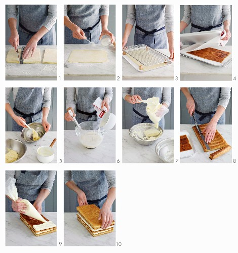 Millefeuille being made