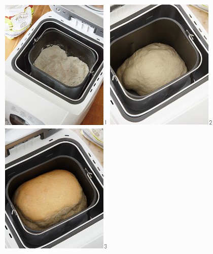 Bread being baked in bread-making machine