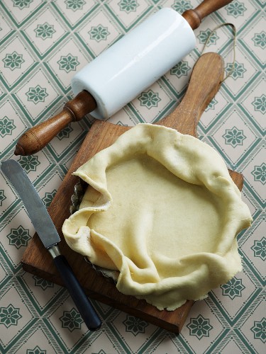 Shortcrust pastry in a tart dish