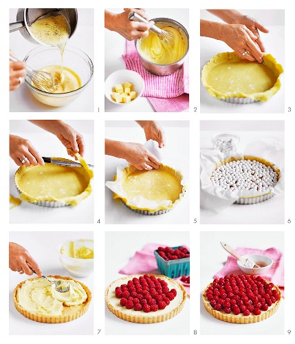 Making a raspberry tart