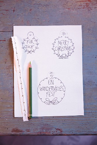 Gift tags drawn on paper