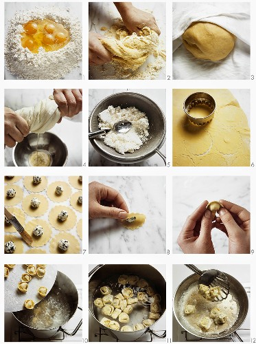 Making tortellini, Emilia-Romagna, Italy