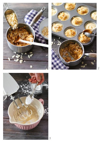 Caramelised almond muffins being made