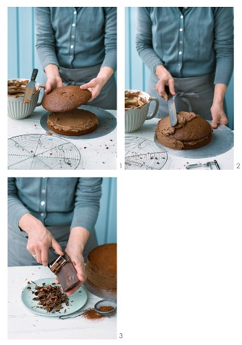 Classic chocolate cake being made