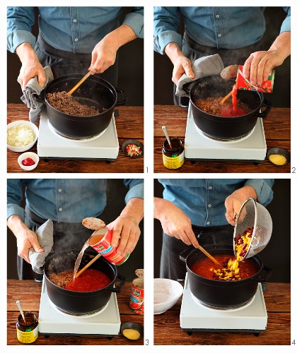 Texan chilli con carne being made