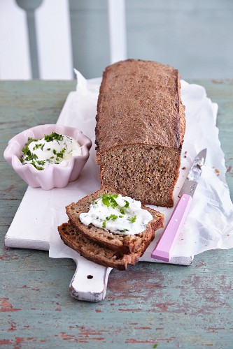 Rustic bread with herb quark