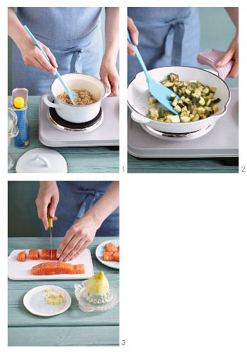 Zucchini-Lachs-Ragout zubereiten