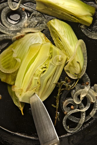 Fennel and onions being fried