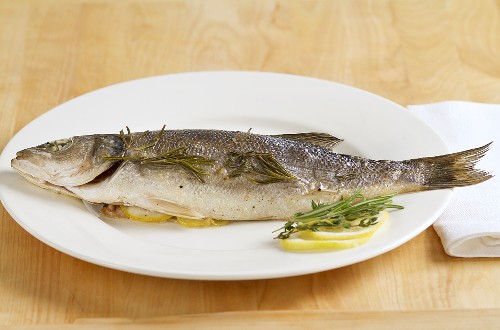 Oven-baked bass