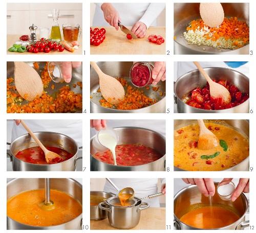 Tomatencremesuppe zubereiten