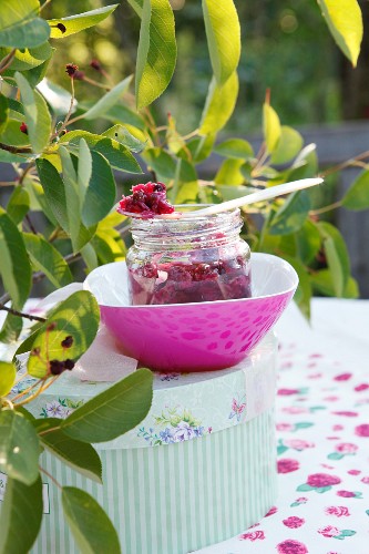 Rose jam with Amelanchier berries