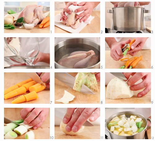 Chicken stock being made