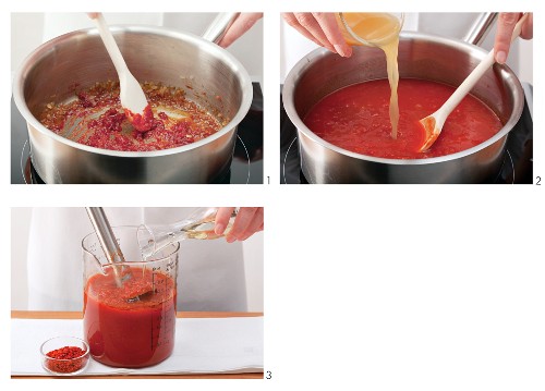 Homemade ketchup being made