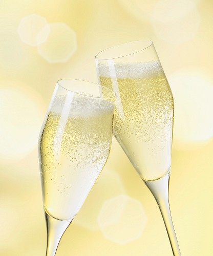 two champagne glasses