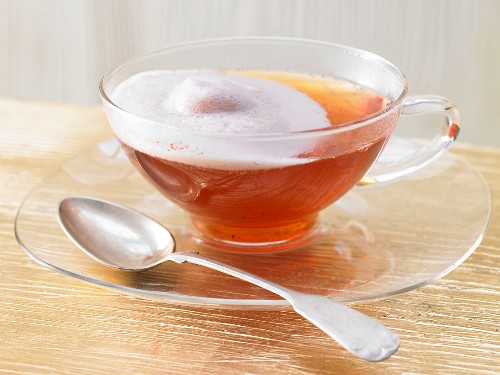 Cinnamon flower tea with chocolate foam