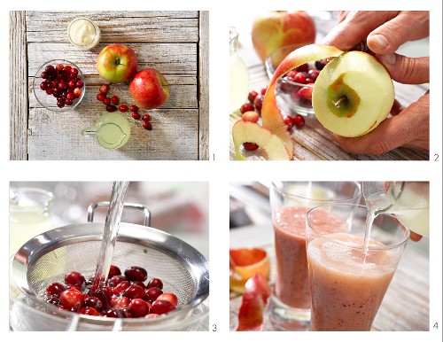 How to prepare cranberry and apple smoothie with vanilla yoghurt