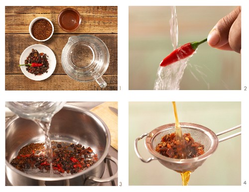 How to prepare rosehip and chilli tea with rooibos