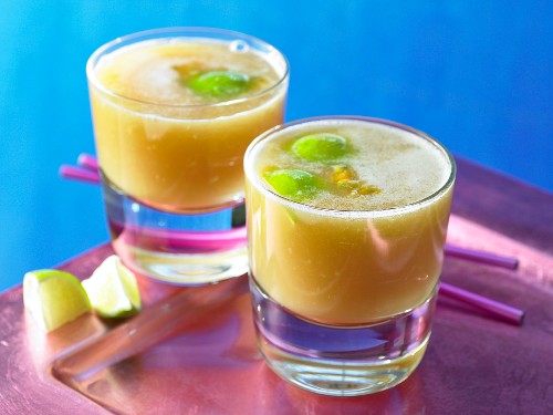 Guava cocktail with ginger and passion fruit