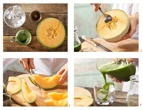 Grüner Melonen-Mix zubereiten