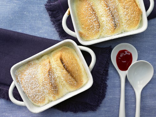 Salzburger Nockerln (sweet souffle) with a raspberry sauce