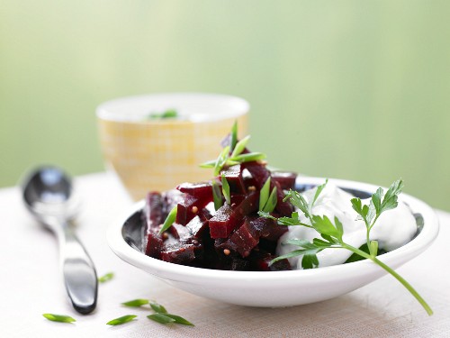 A beetroot salad with fresh herb quark