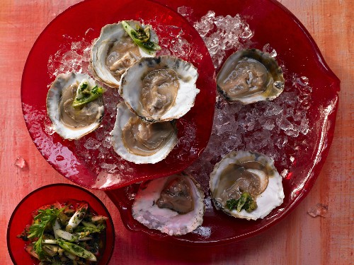 Oysters with parsley salsa verde